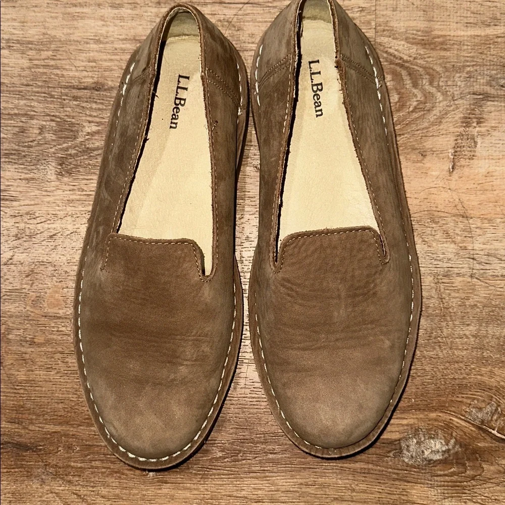 L.L. Bean Women's Tan Suede Slip-On Loafers